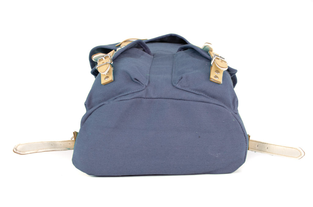 RU131 Baumwoll-Wander-Rucksack mit Echt-Leder-Strippen 15L Blau