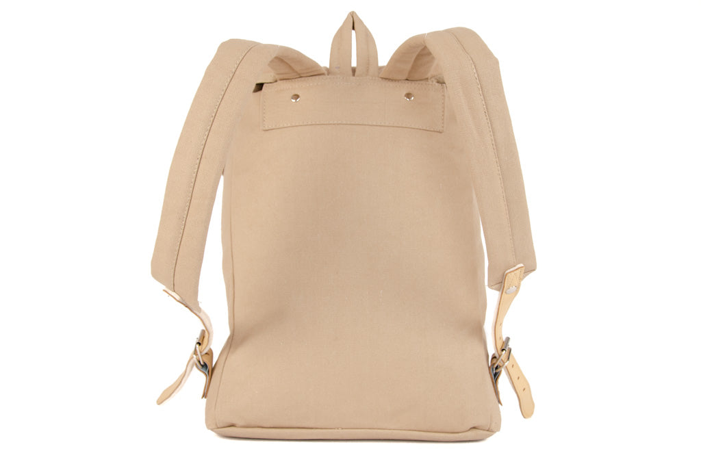 RU131 Baumwoll-Wander-Rucksack mit Echt-Leder-Strippen 15L Sand