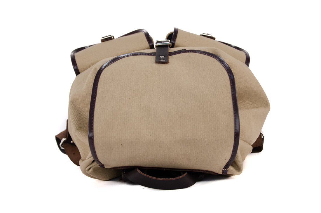 RU137 Baumwoll-Rucksack Sand mit dunkelbraunem Besatz