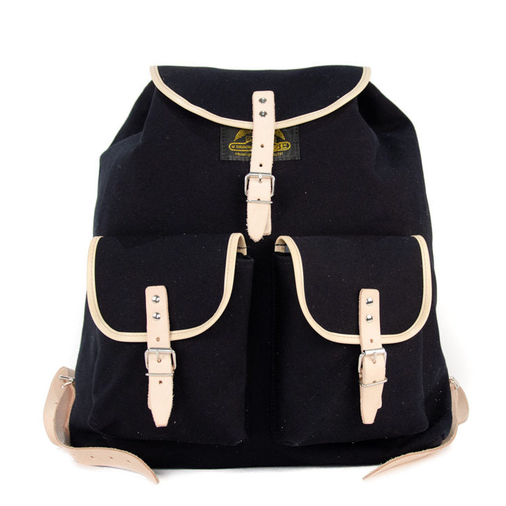 RU137 Baumwoll-Rucksack Schwarz mit hellem Besatz