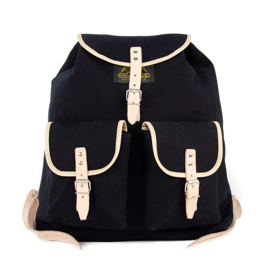 RU137 Baumwoll-Rucksack Schwarz mit hellem Besatz