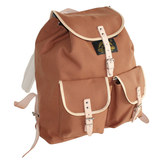 RU137 Baumwoll-Rucksack braun mit hellem Besatz