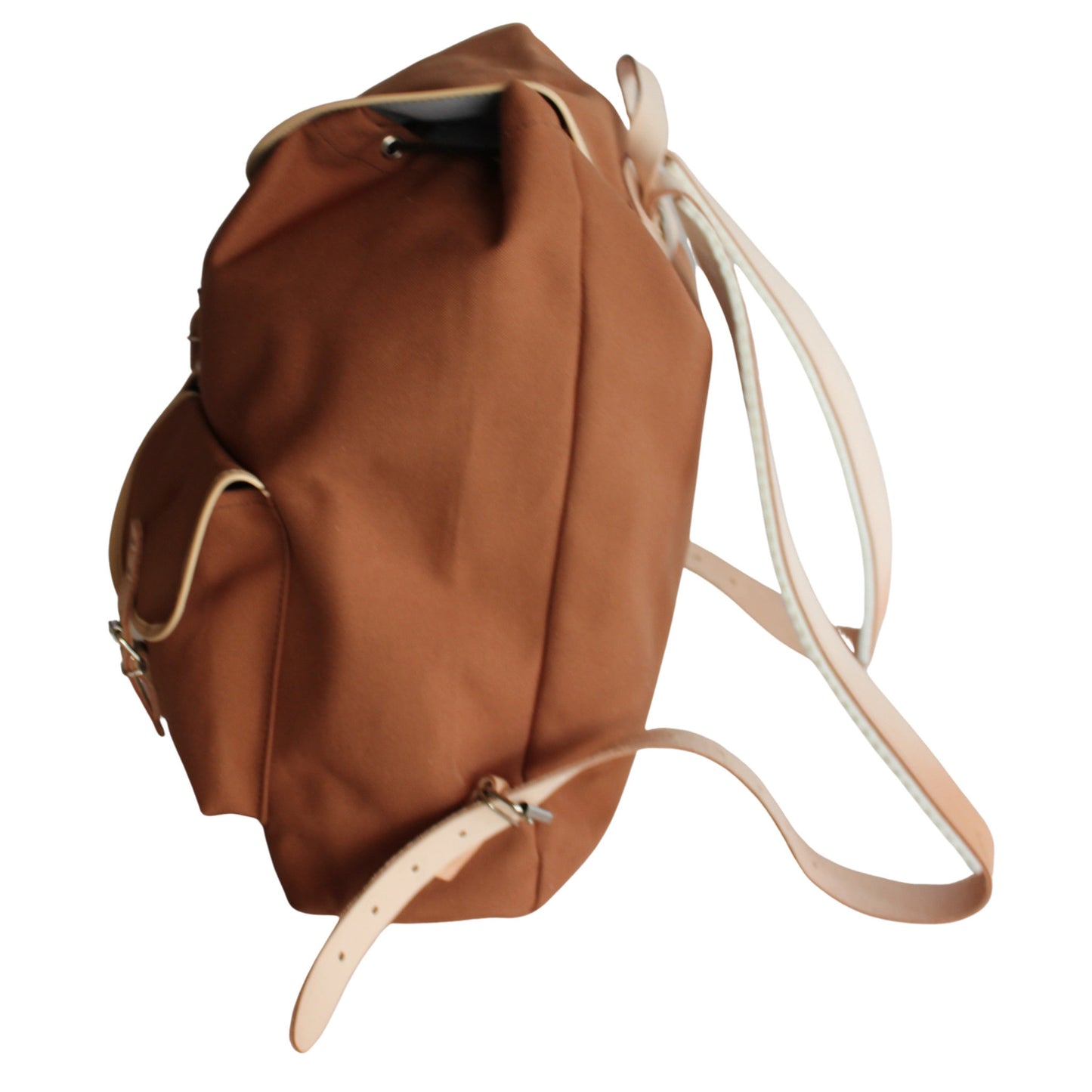 RU137 Baumwoll-Rucksack braun mit hellem Besatz